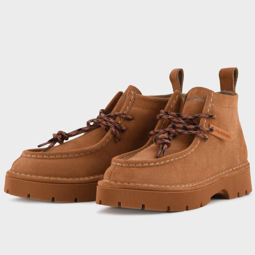Ankle boots Panchic woman brown suede edged upper