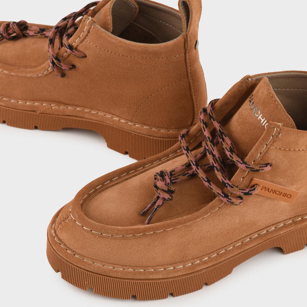 Ankle boots Panchic woman brown suede edged upper
