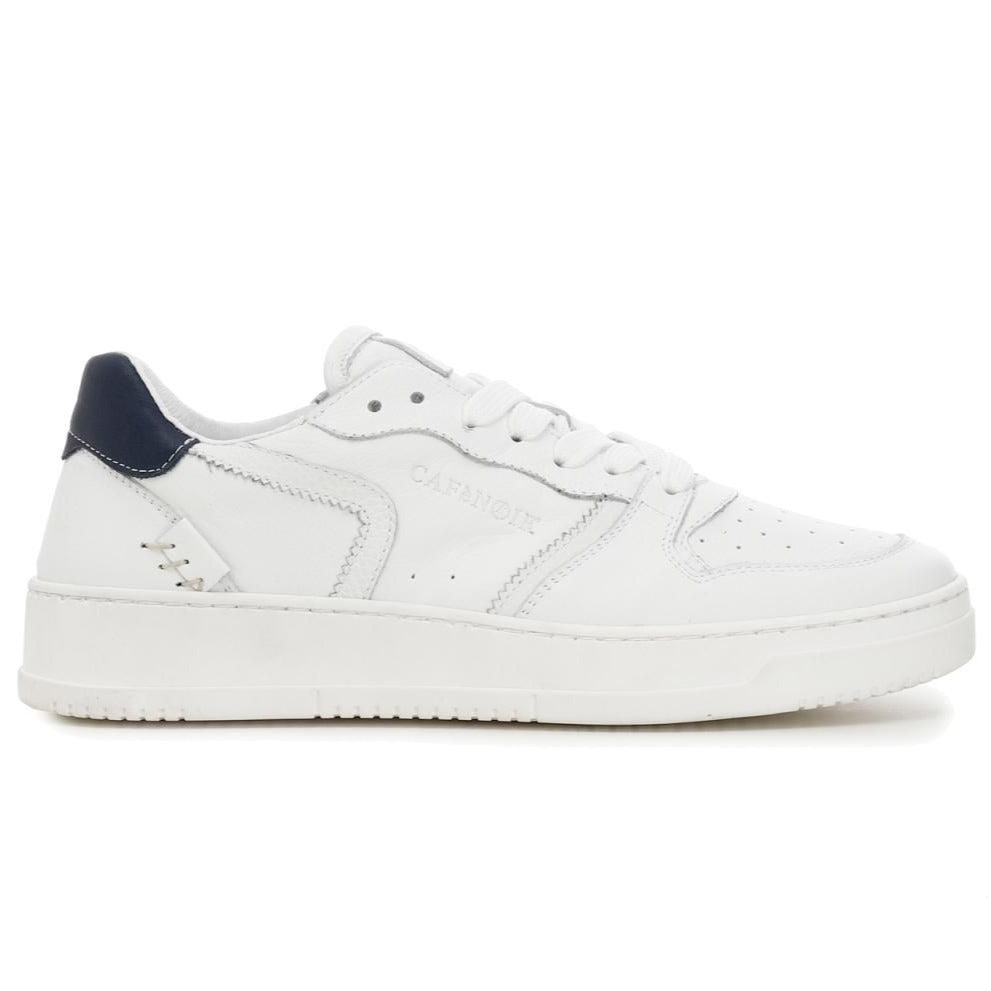 Sneakers CafèNoir uomo pelle bianco inserti blu