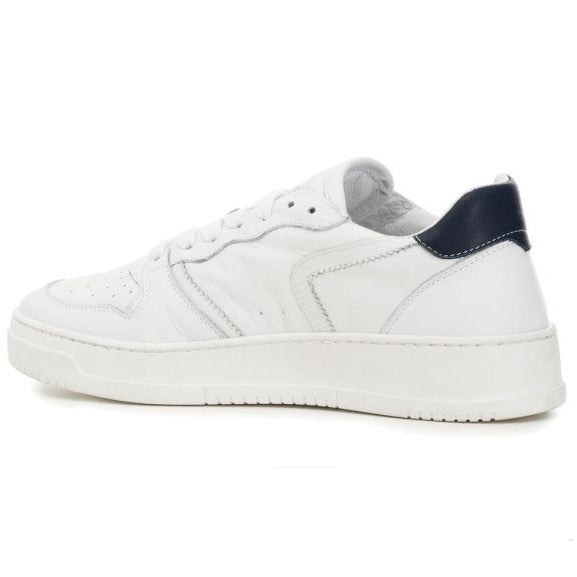 Sneakers CafèNoir uomo pelle bianco inserti blu