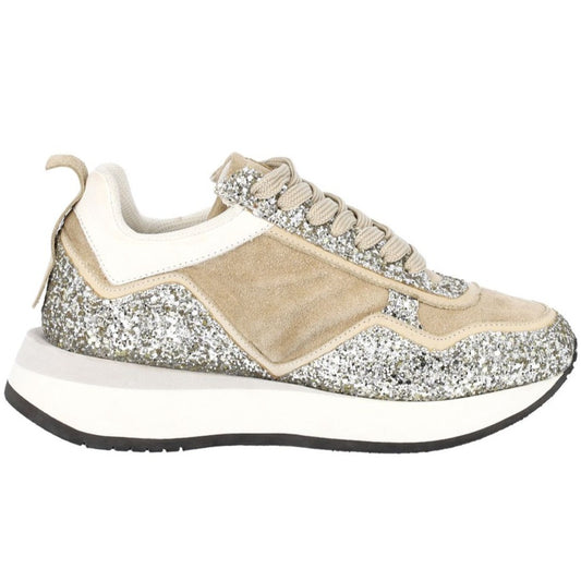 Sneakers Cesare Paciotti 4us beige leather gold glitter