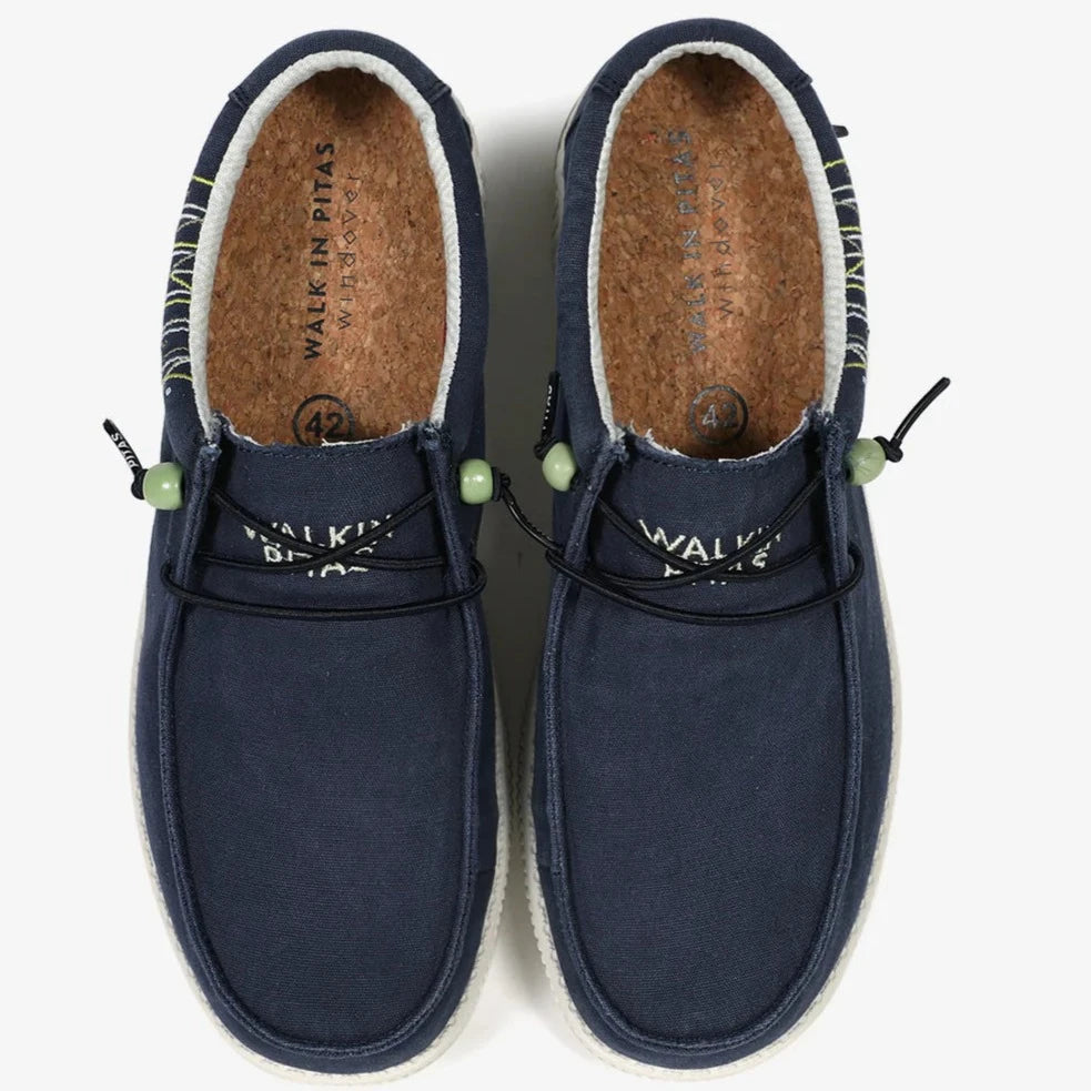 Slipon man 100% cotton color blue embroidery details