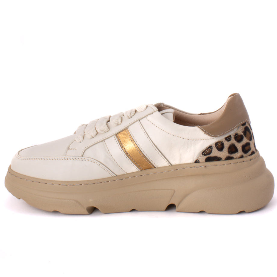 Sneakers Step donna pelle colore bianco e animalier