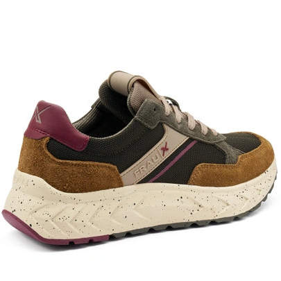 Sneakers Frau X uomo pelle e tessuto tabacco