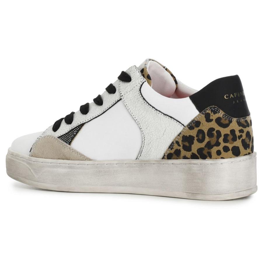 Sneakers CafèNoir donna ecopelle bianco inserti maculato