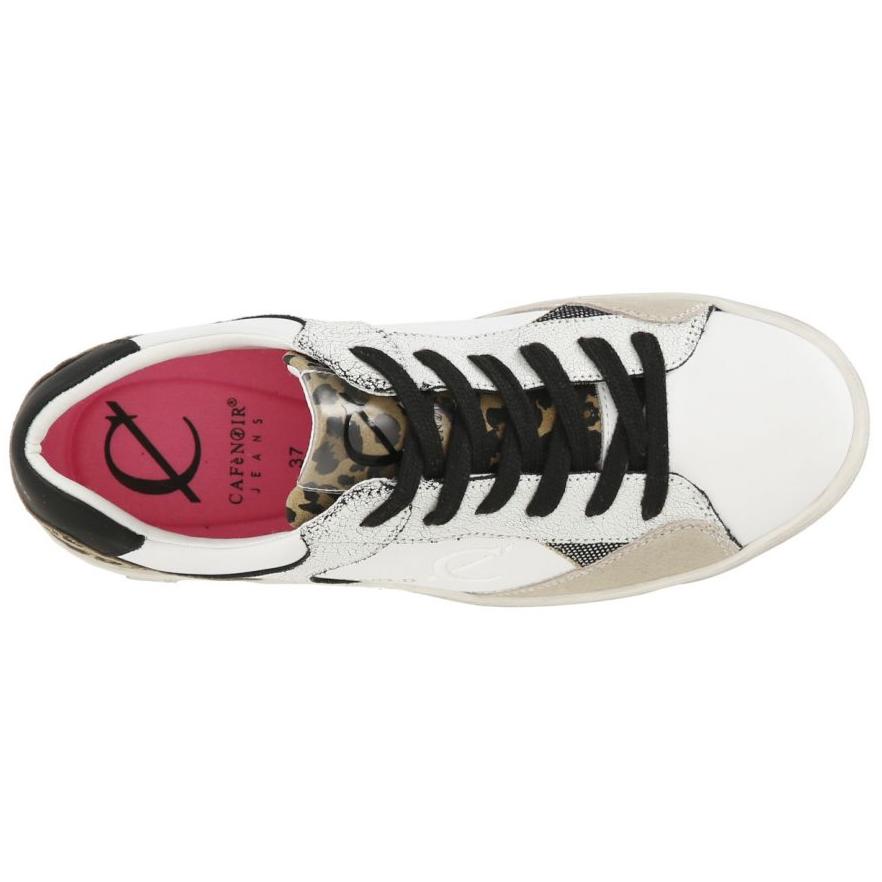Sneakers CafèNoir donna ecopelle bianco inserti maculato