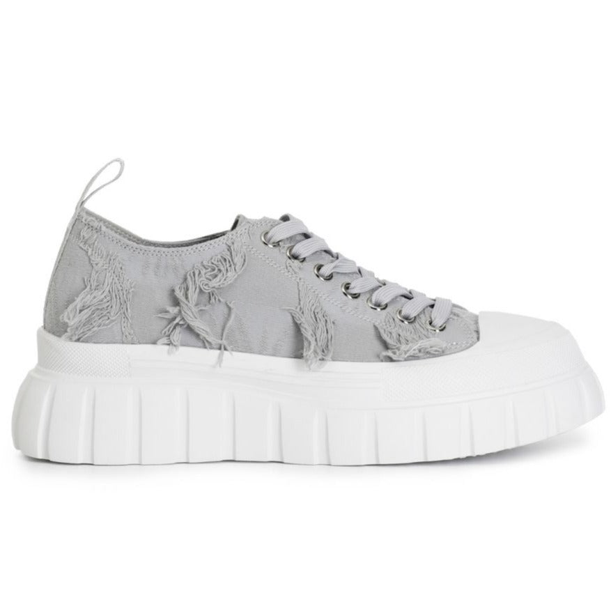 Sneakers CafèNoir donna tessuto perla con pizzo