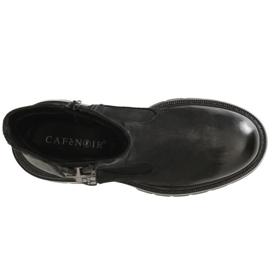Ankle boots CafèNoir woman black leather maxi zip insert