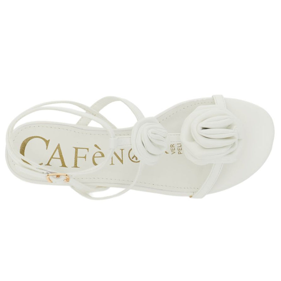 Sandali CafèNoir donna pelle bianco inserti fiore