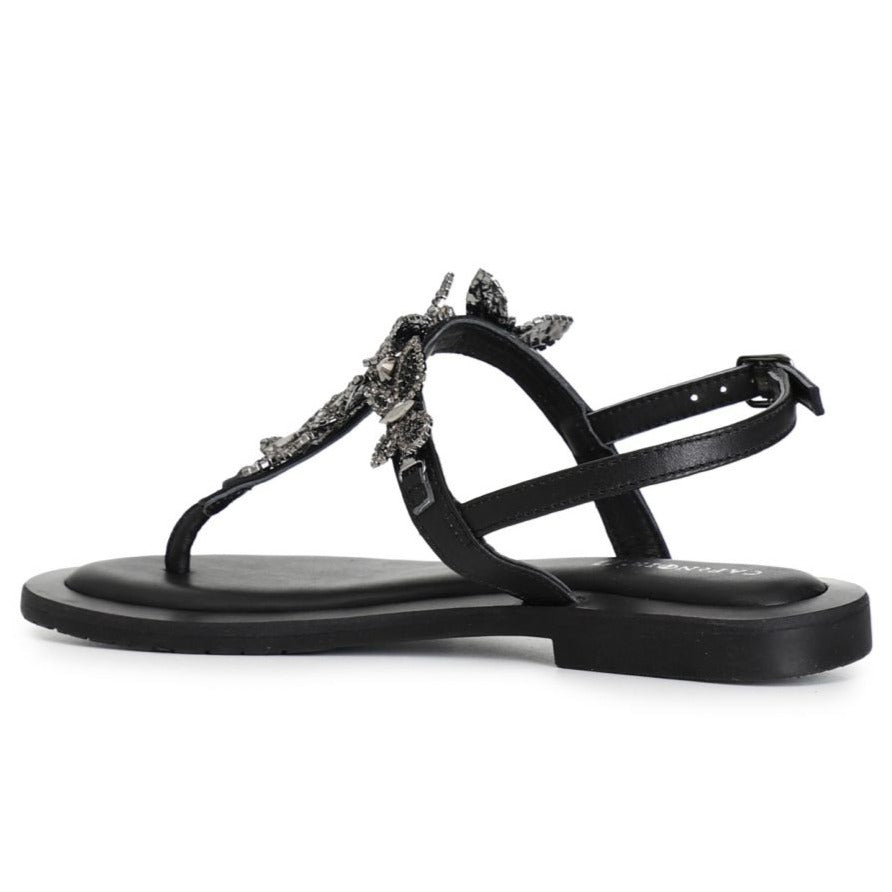 Sandali infradito CafèNoir donna pelle nero applicazioni farfalle