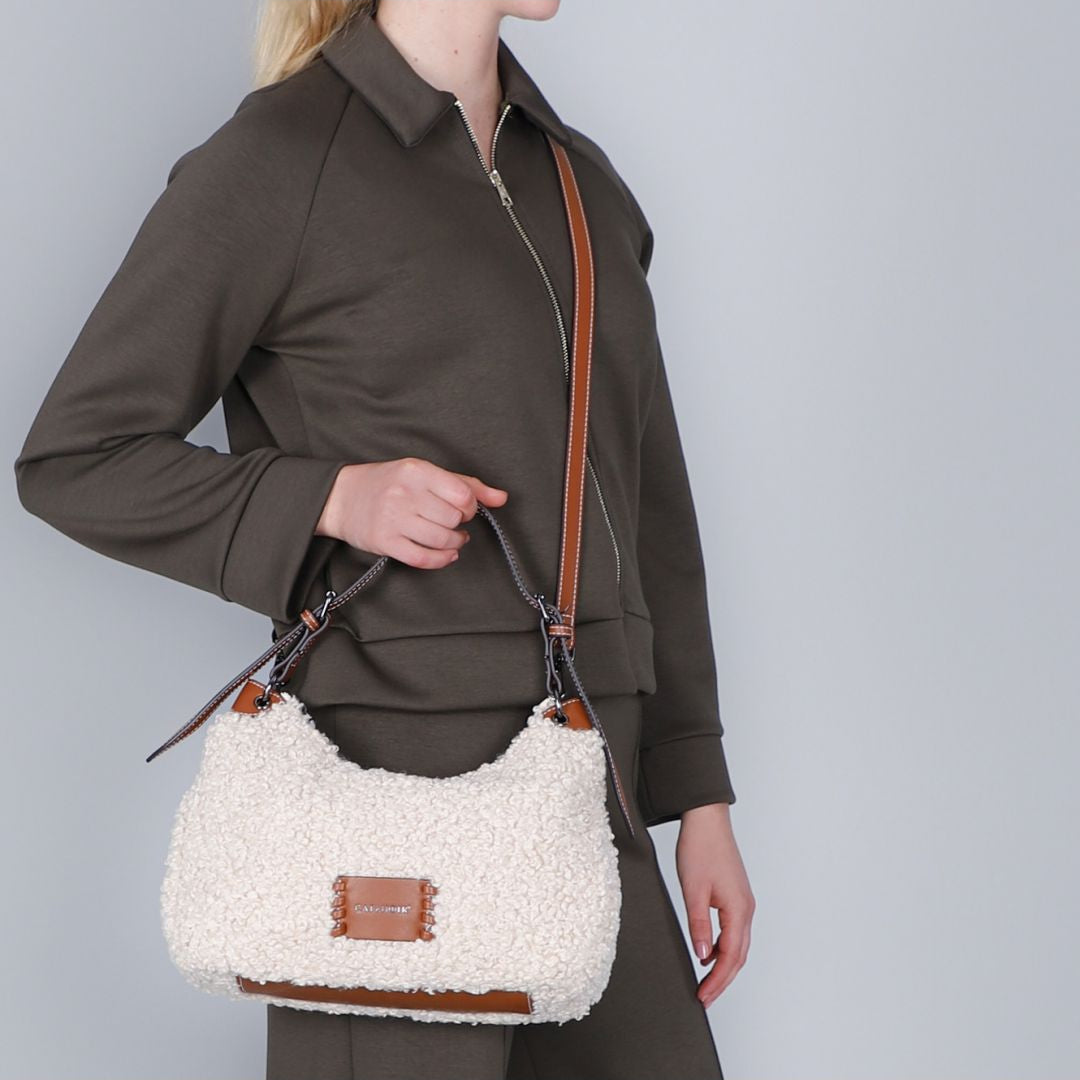 Borsa a spalla morbida Cafènoir donna eco-pelliccia naturale
