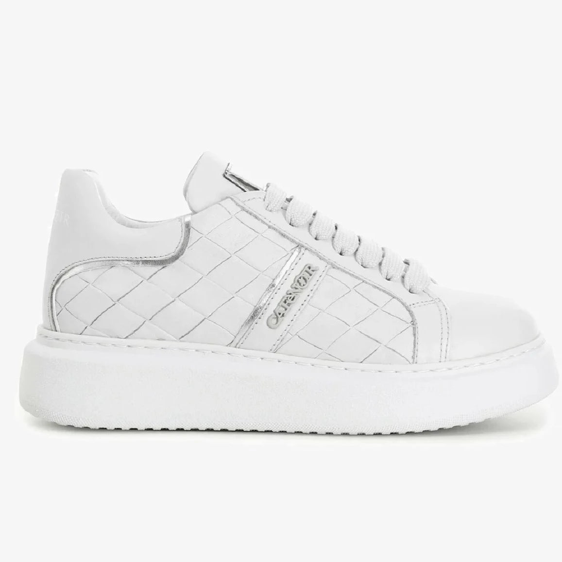 Sneakers CafèNoir donna pelle bianco trama intreccio