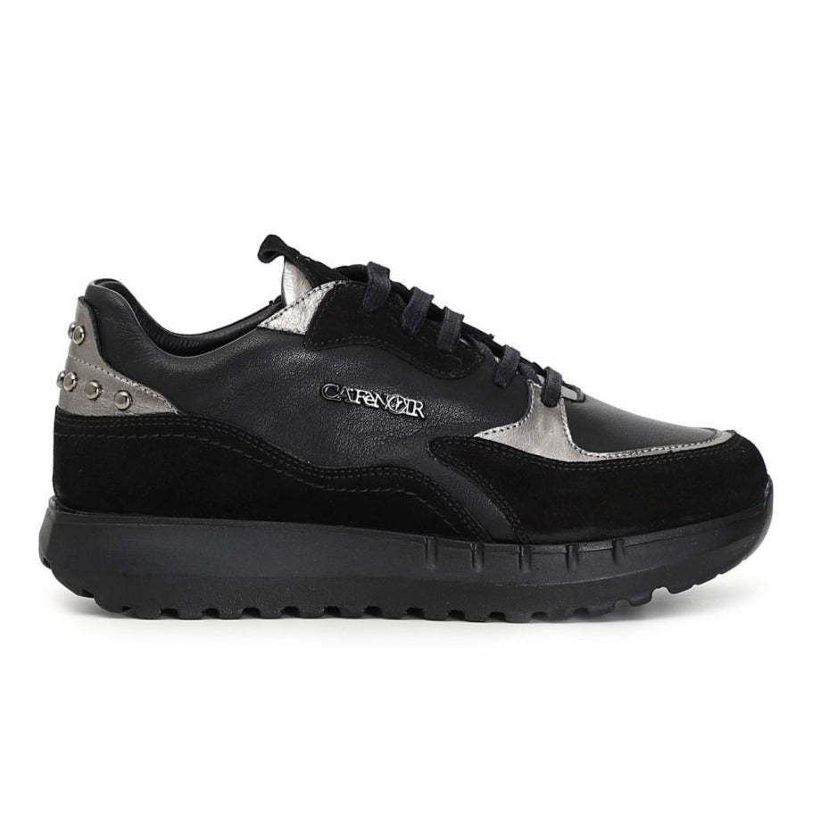 Sneakers CafèNoir donna pelle nero e platino