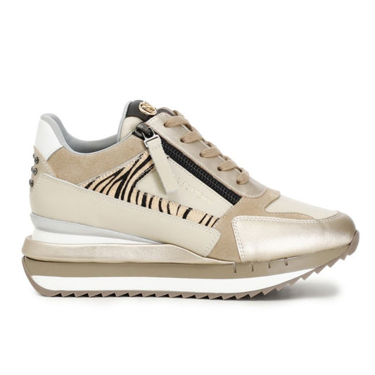 Sneakers CafèNoir woman sand leather lateral zip