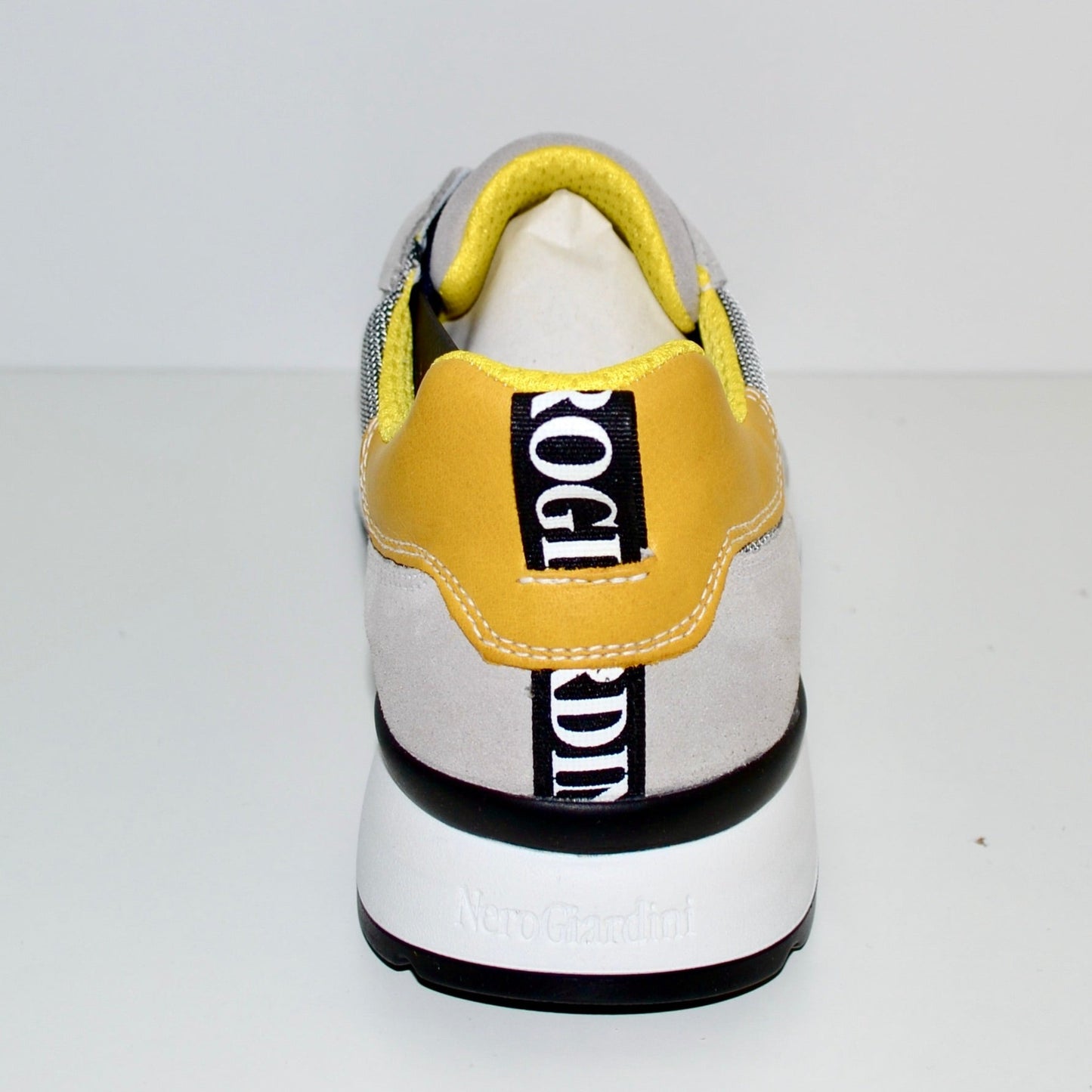 Sneakers NeroGiardini man leather and fabric gray and yellow