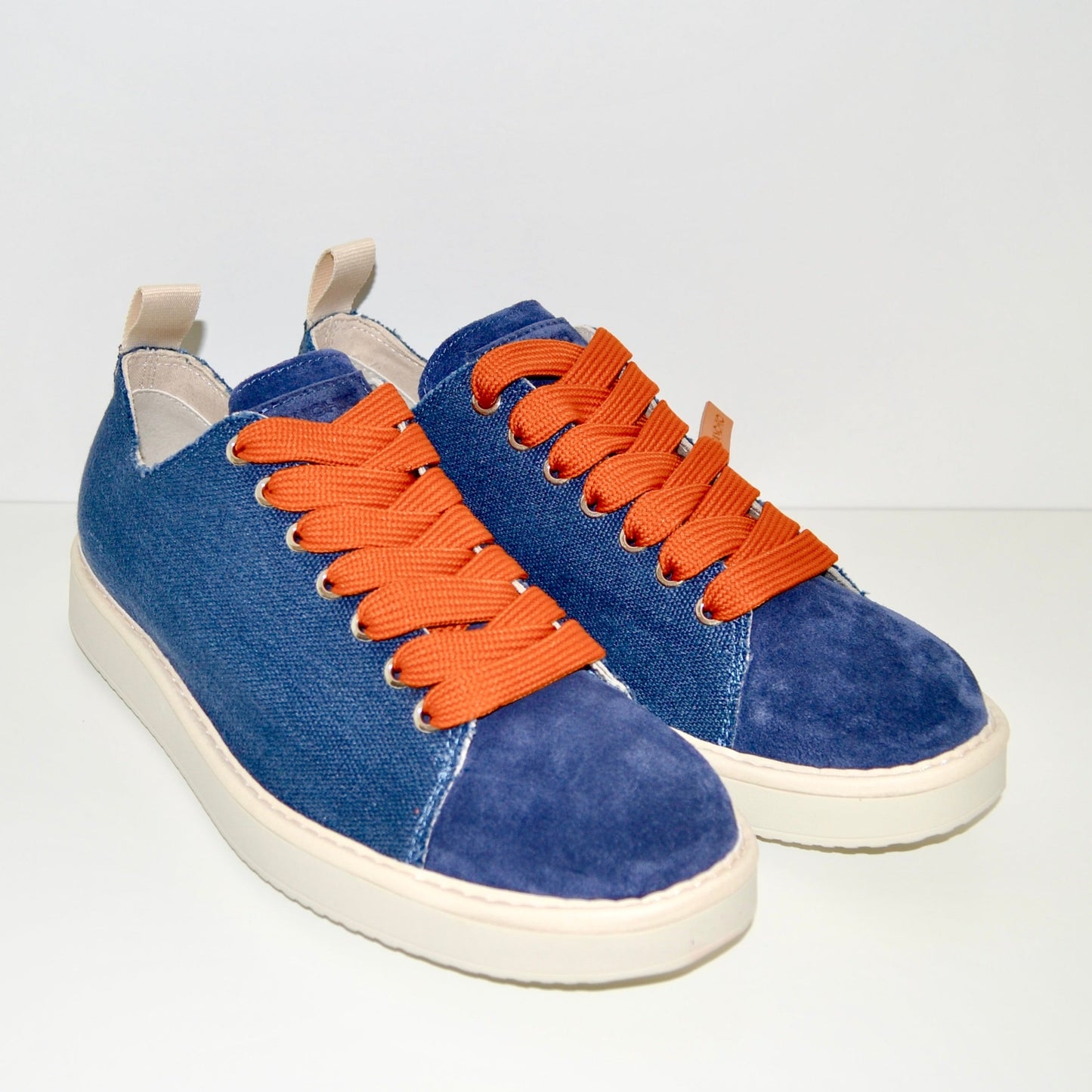 Sneakers Panchic man cobalt linen and suede
