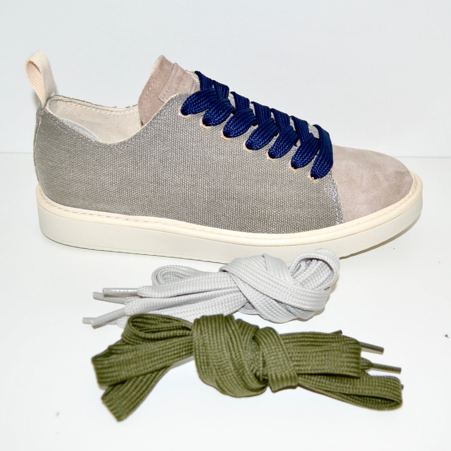 Sneakers Panchic uomo lino e camoscio grigio