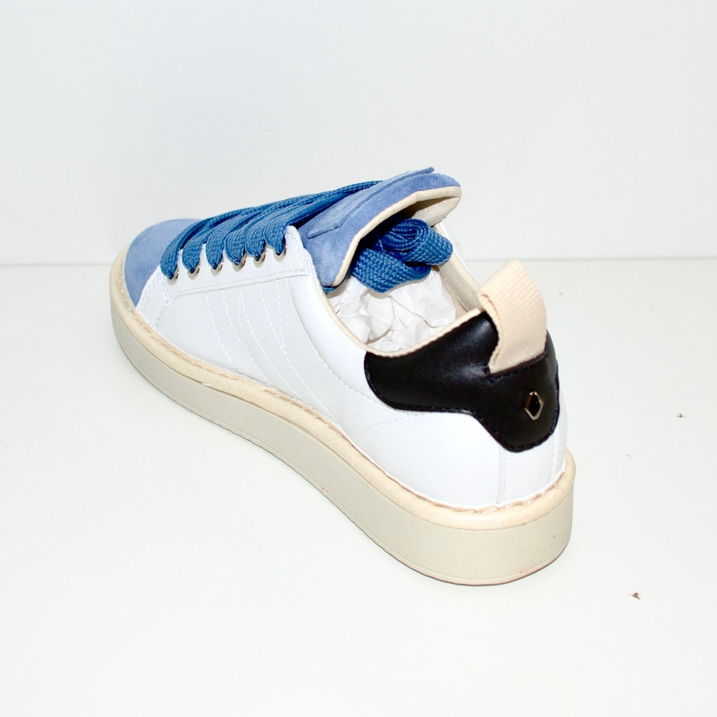 Sneakers Panchic woman white leather and blue suede