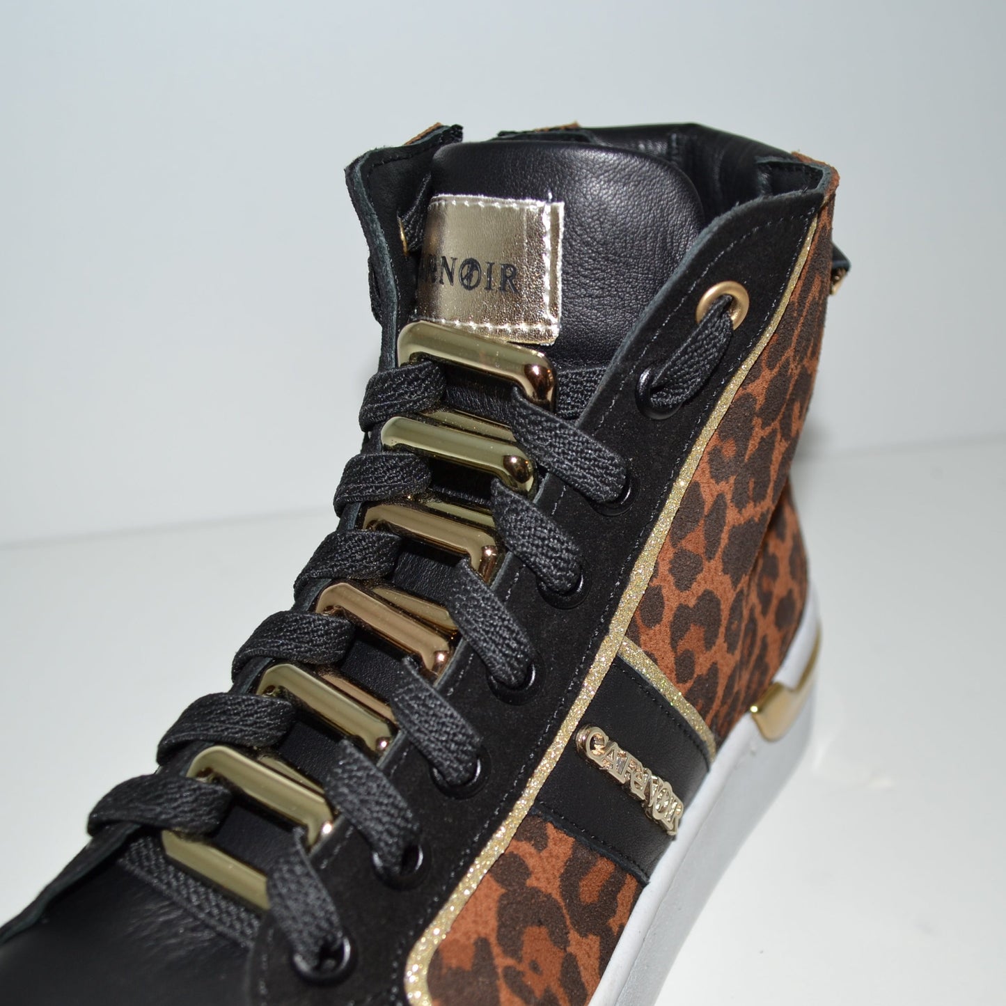 Sneakers CafèNoir woman black and animalier leather