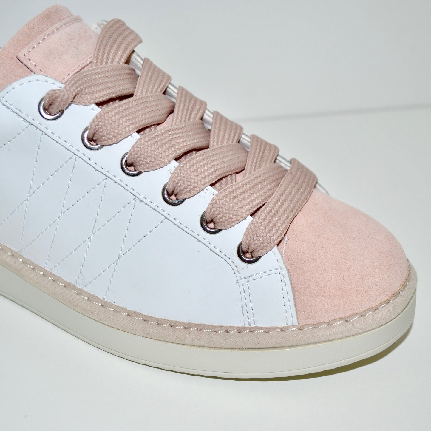 Sneakers Panchic woman white leather and pink suede