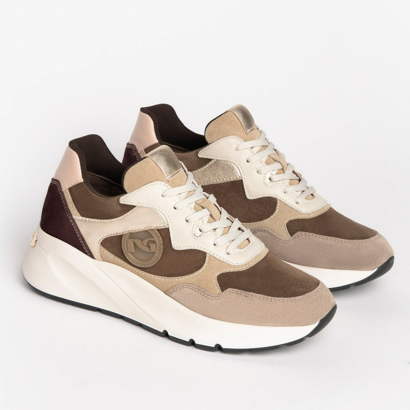 Sneakers NeroGiardini woman brown suede and leather