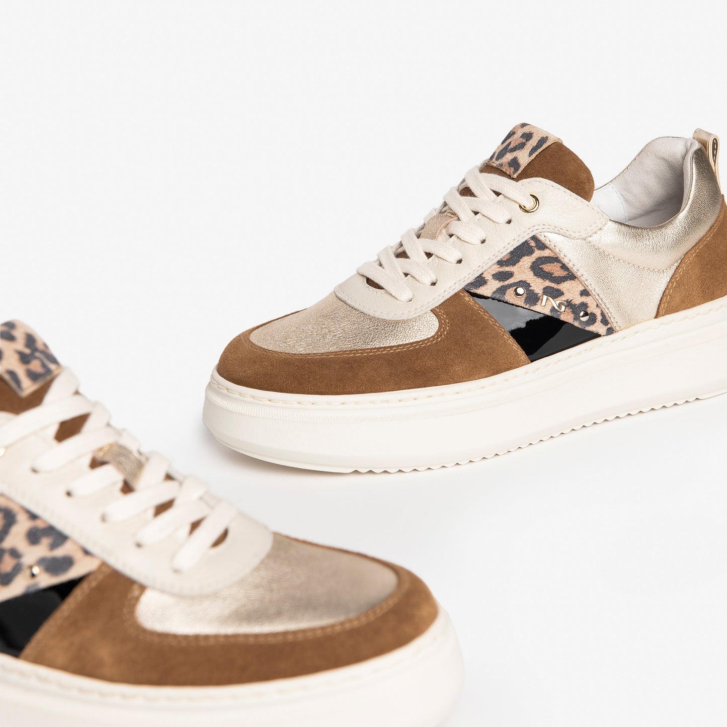 Sneakers NeroGiardini woman brown suede and leather animalier