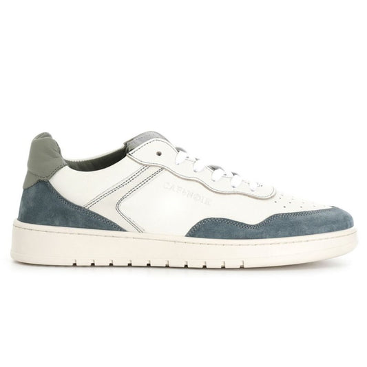 Sneakers CafèNoir man white leather green suede inserts
