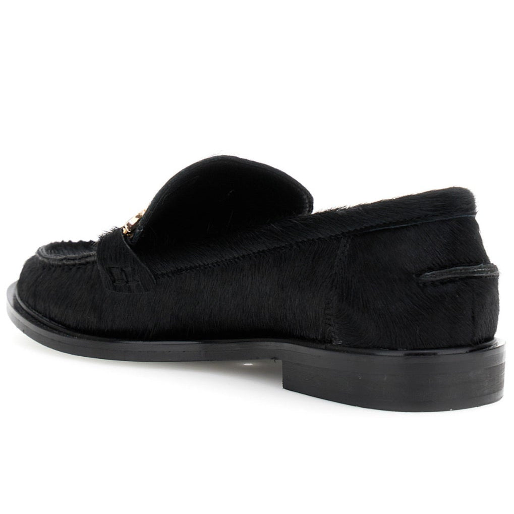 Mocassini CafèNoir donna pelle cavallino nero fibbia