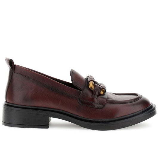 Loafers CafèNoir woman burgundy leather buckle