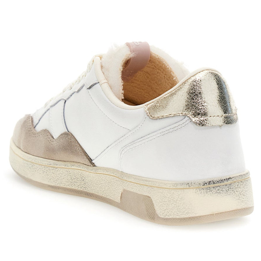 Sneakers CafèNoir donna pelle bianco e beige