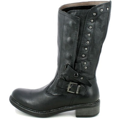 Medium boots Nero Giardini woman black leather inserts