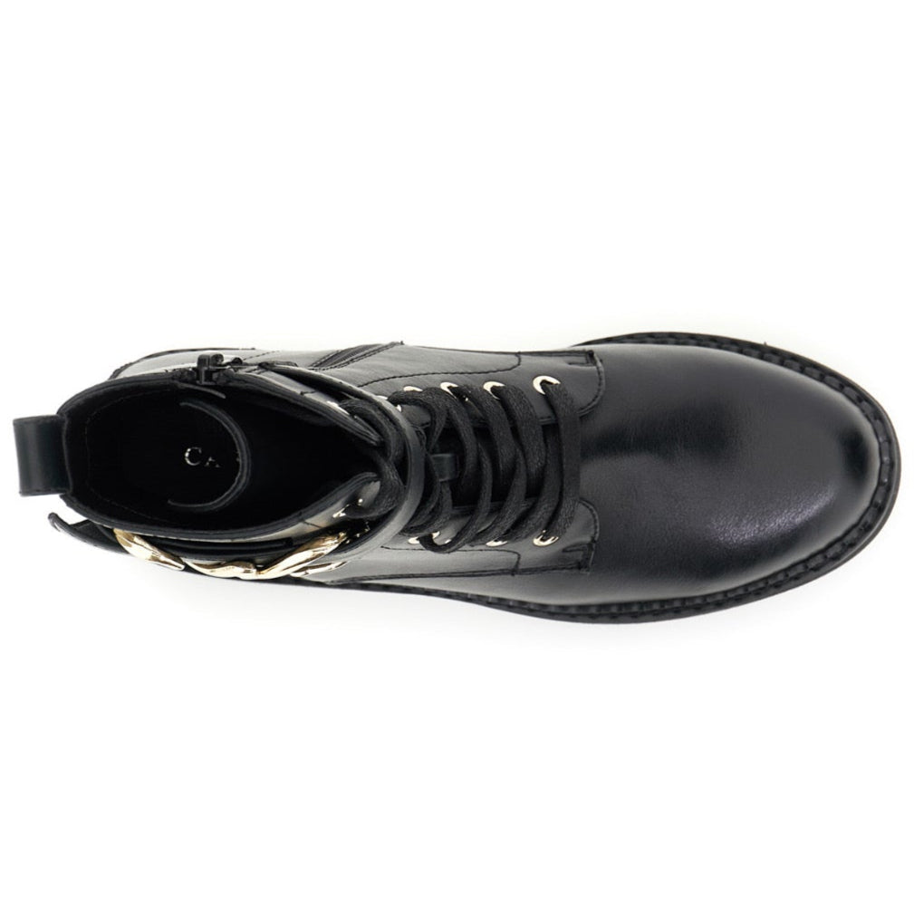 Ankle boots CafèNoir woman black eco-leather logo inserts
