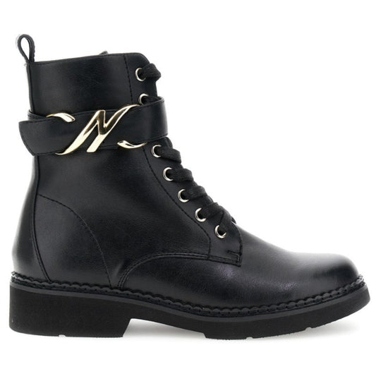 Ankle boots CafèNoir woman black eco-leather logo inserts