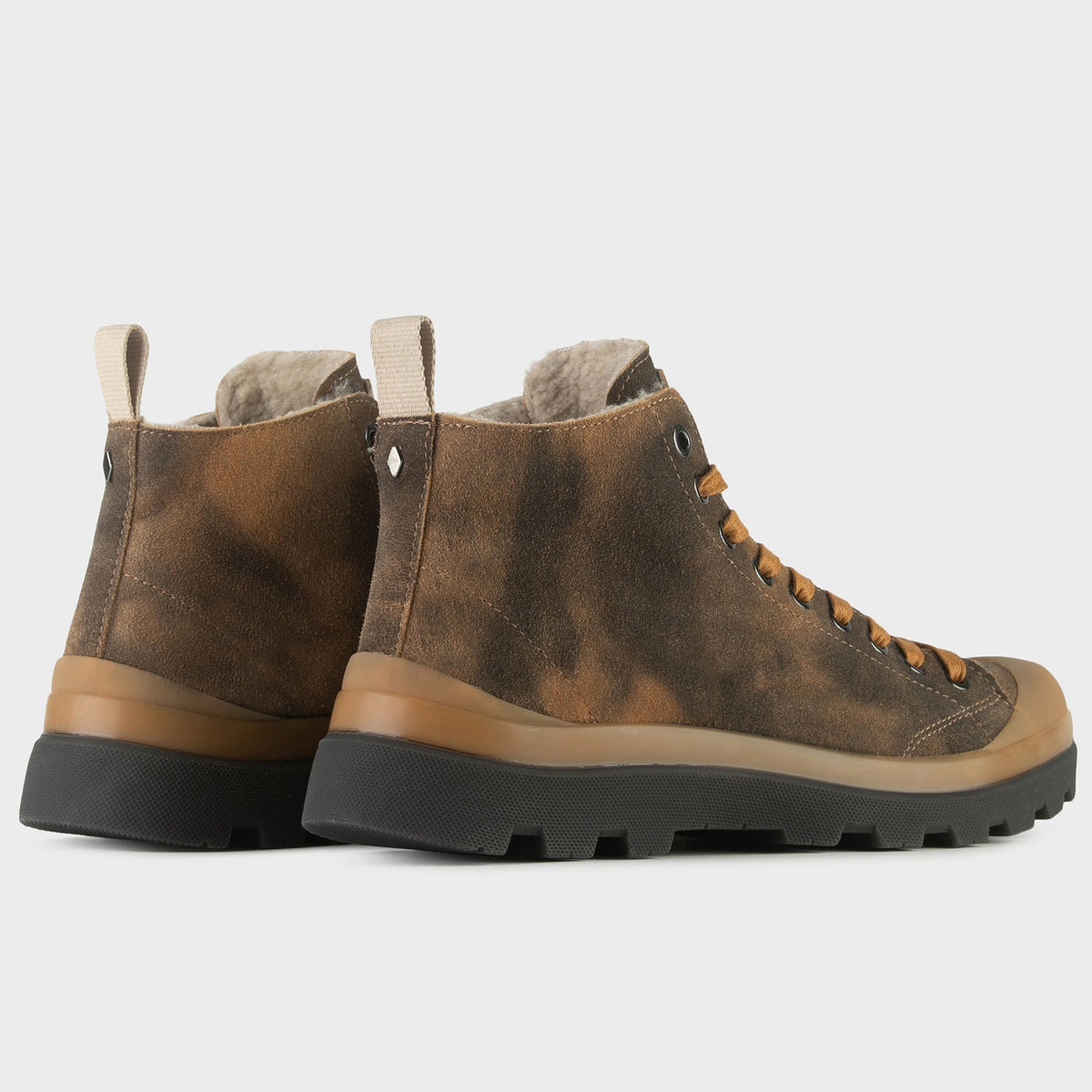 Sneakers Panchic woman brown suede lined wool
