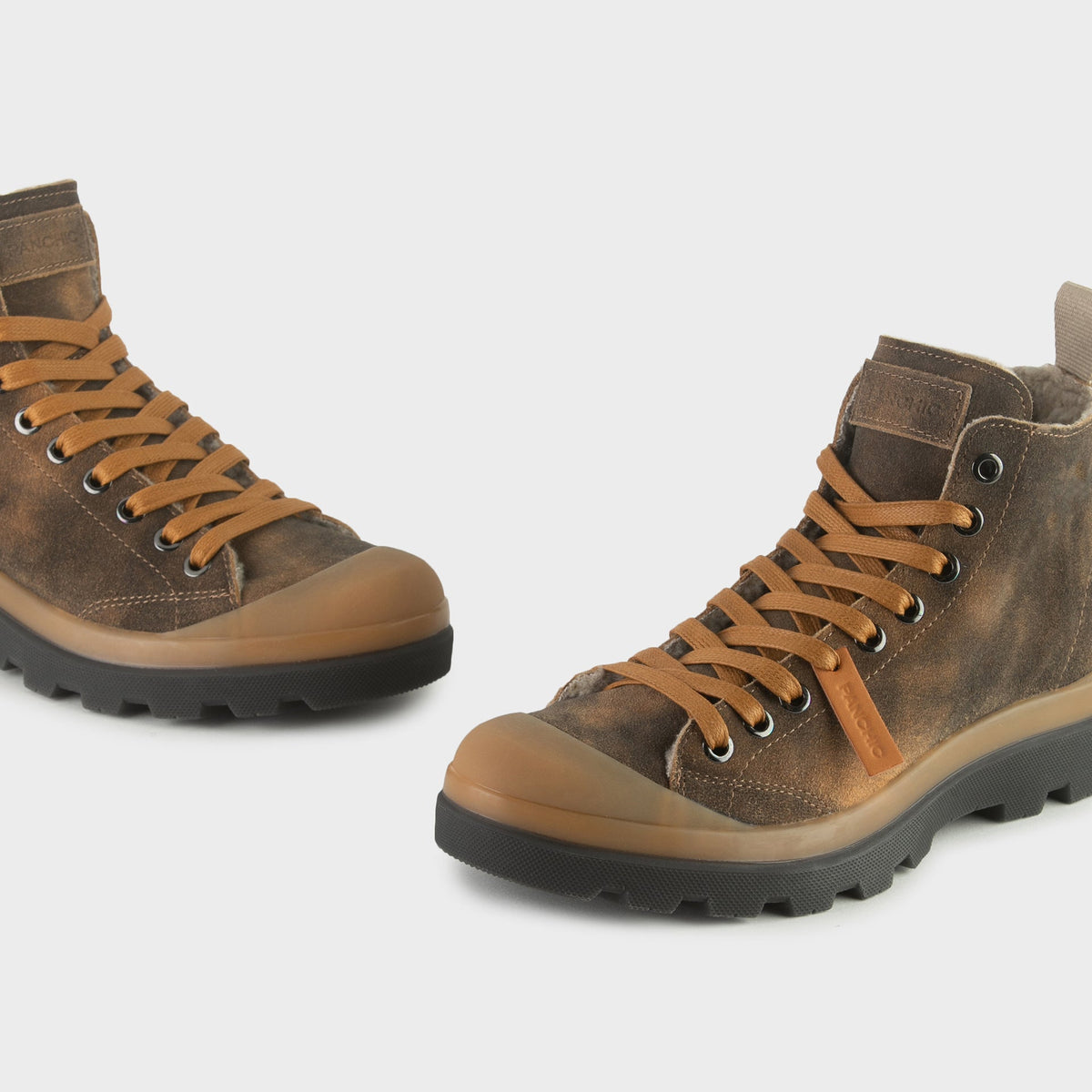Sneakers Panchic woman brown suede lined wool