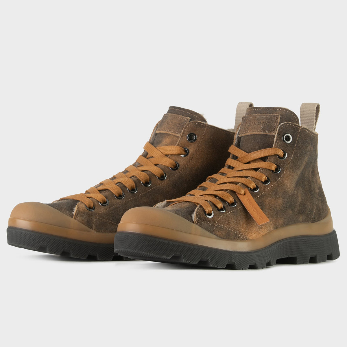 Sneakers Panchic woman brown suede lined wool
