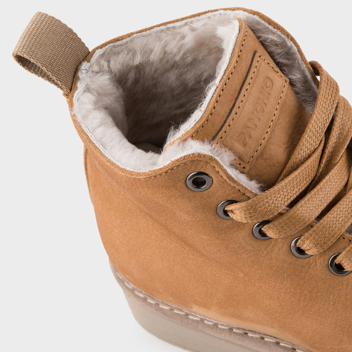 Sneakers Panchic woman camel leather lined sheepskin