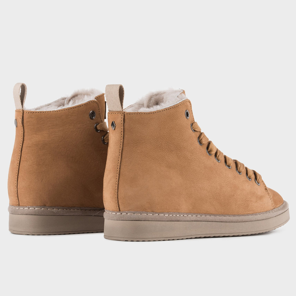Sneakers Panchic woman camel leather lined sheepskin