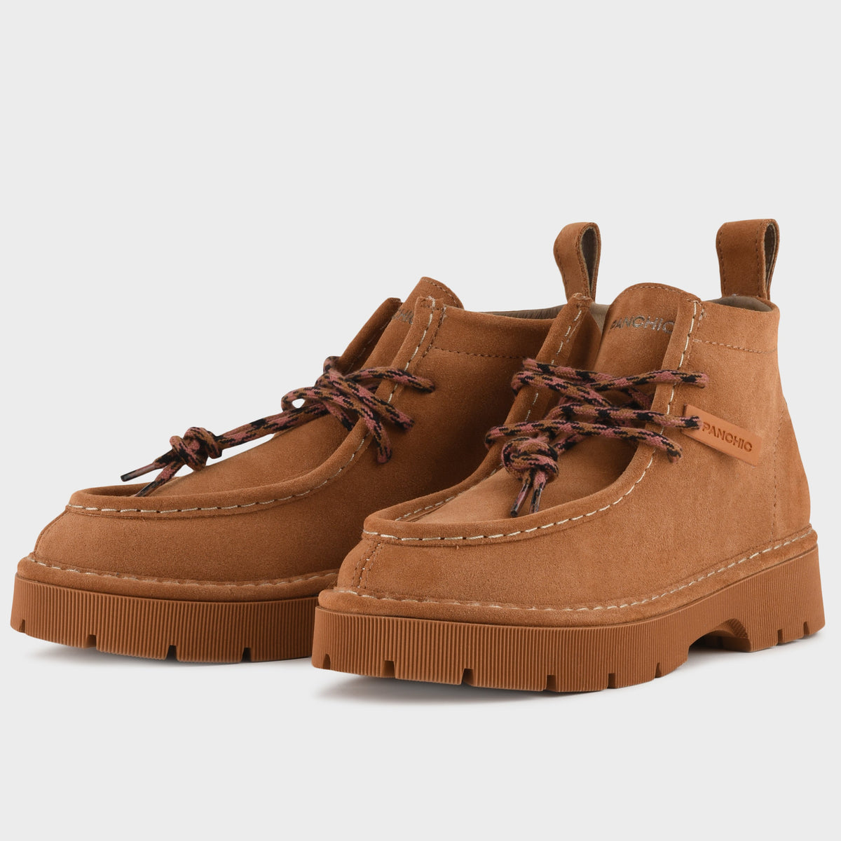 Ankle boots Panchic woman brown suede edged upper