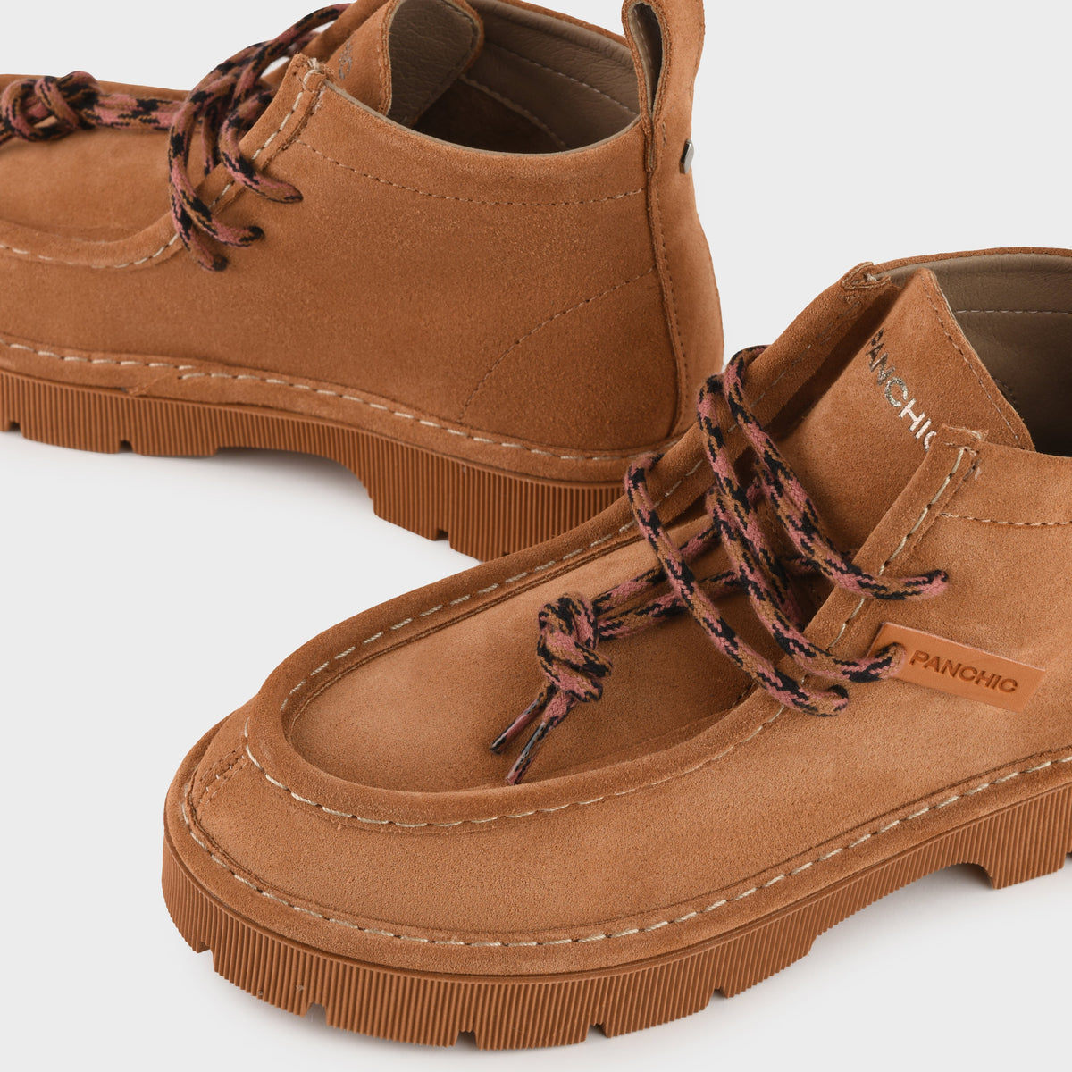 Ankle boots Panchic woman brown suede edged upper