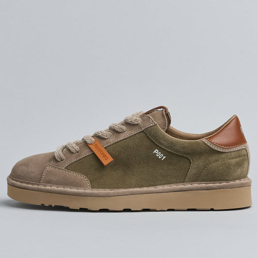 Sneakers Panchic man military green and beige suede leather