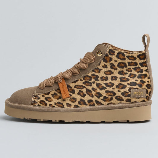 Sneakers Panchic woman calf hair leather suede leopard