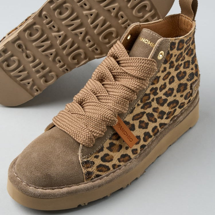 Sneakers Panchic woman calf hair leather suede leopard