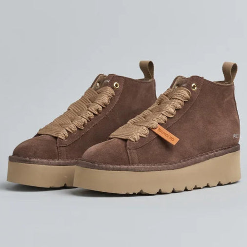 Sneakers Panchic woman brown suede leather platform sole