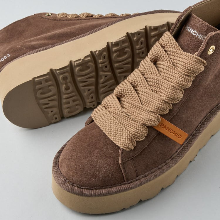Sneakers Panchic woman brown suede leather platform sole