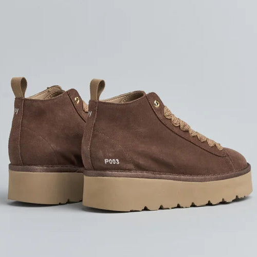 Sneakers Panchic woman brown suede leather platform sole