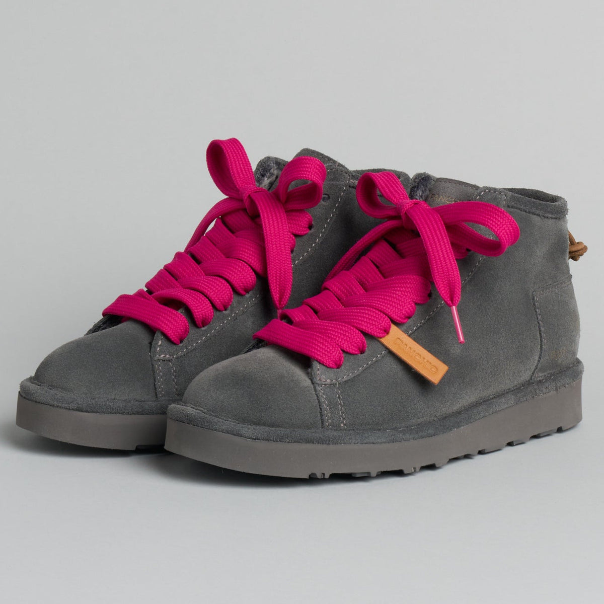 Sneakers Panchic woman anthracite suede lined fur