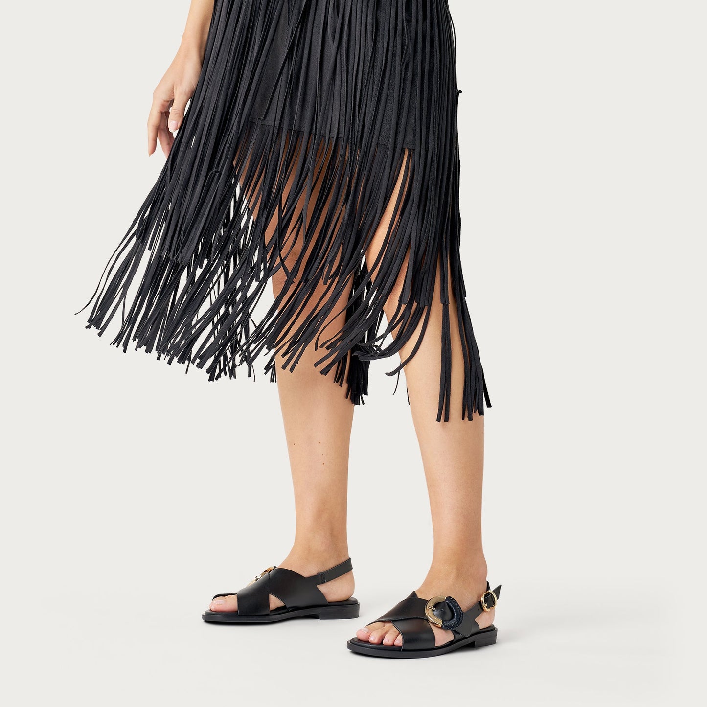 Sandali Frau donna pelle nero inserto oro