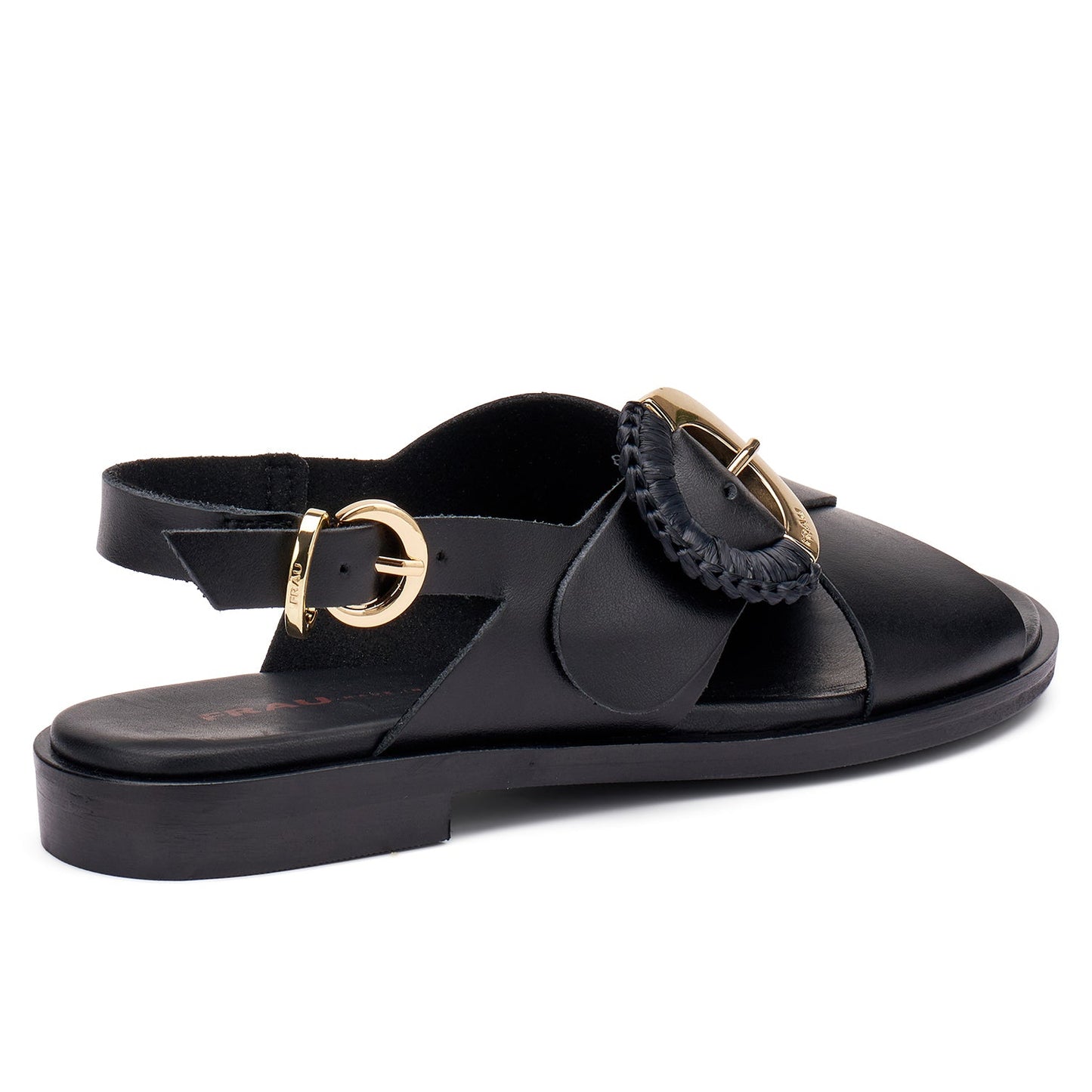 Sandali Frau donna pelle nero inserto oro