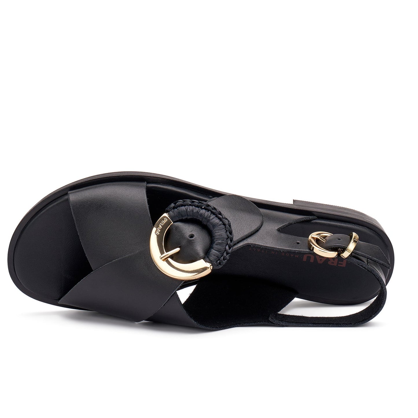Sandali Frau donna pelle nero inserto oro